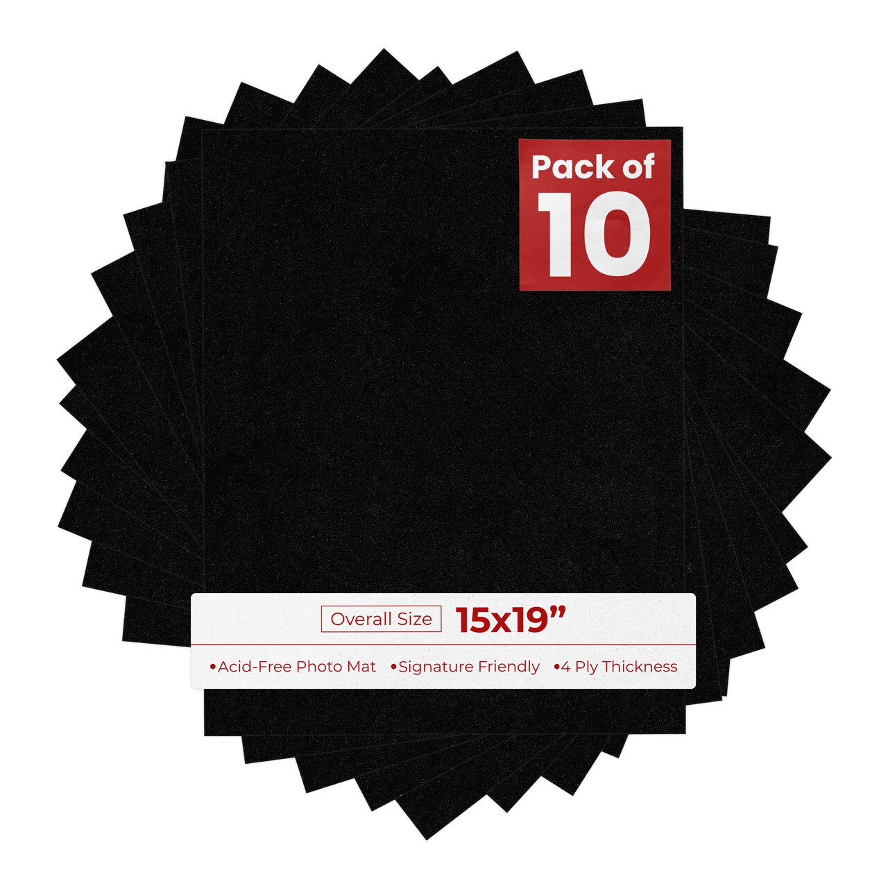 Black with Black Core 15x19 Uncut Mat Board - Blank Sheets, No Opening